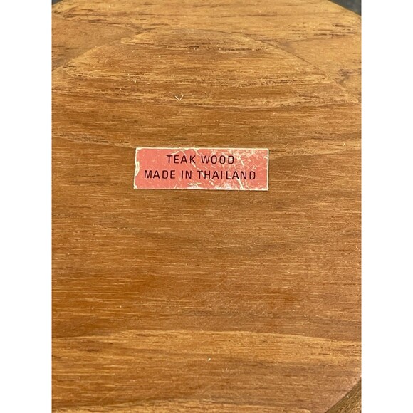 VTG Teak Wood Bowl 5.5” Handcrafted Round Thailand Mid Century Modern Decor - Picture 4 of 7